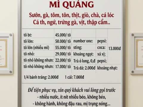 MENU MÓN ĐA DẠNG